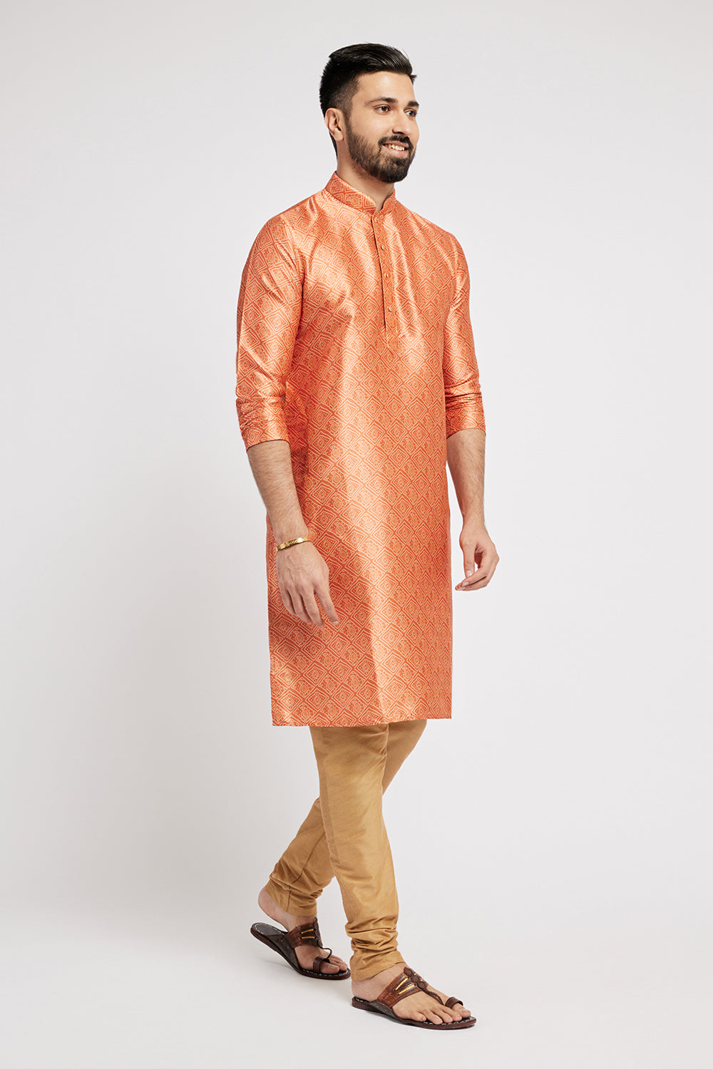 Orange Bandhani Men's Kurta